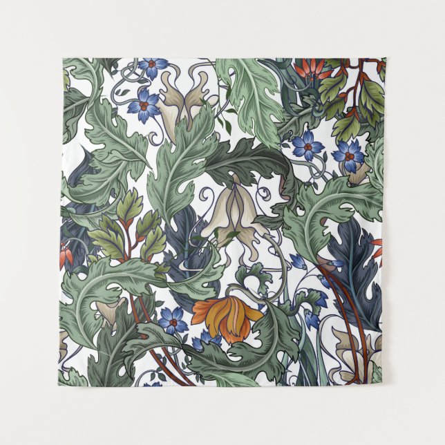 Flowers, art deco, modern, seamless. tapestry (Front)