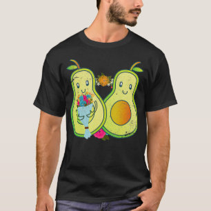 Flowers Avocado Couple Keto Diet Cute Avocado T-Shirt