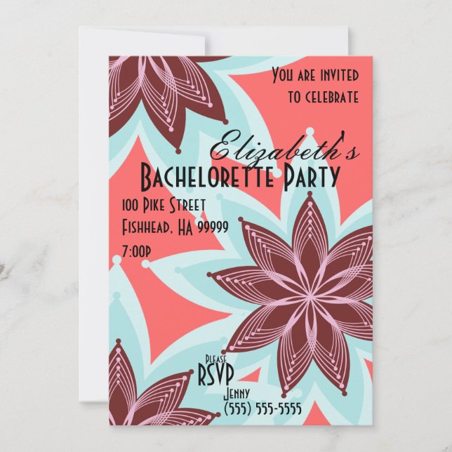 Flowers Bachelorette Party Invitation (Front)