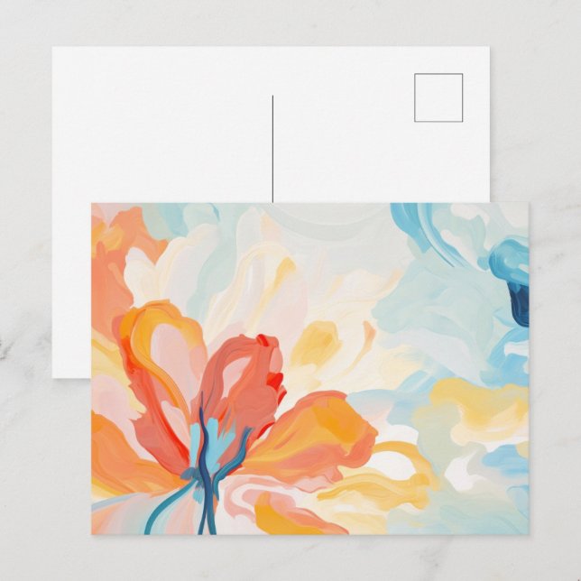 Flowers backgrounds abstract painting postcard (Front/Back)