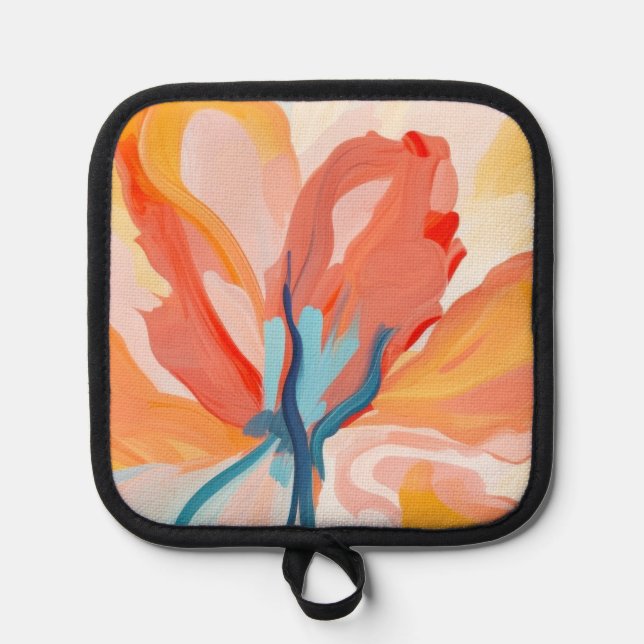 Flowers backgrounds abstract painting pot holder (Front)