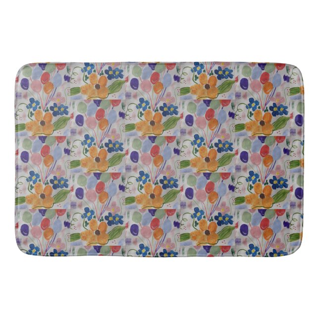 Flowers & Balloons Bath Mat (Front)