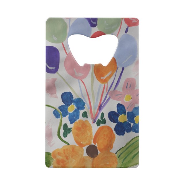 Flowers & Balloons Bottle Opener Credit Card Bottle Opener (Front)