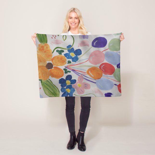 Flowers & Balloons Fleece Blanket (In Situ)