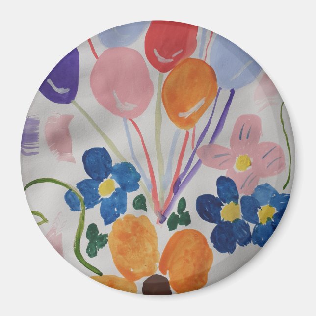 Flowers & Balloons Magnet (Front)