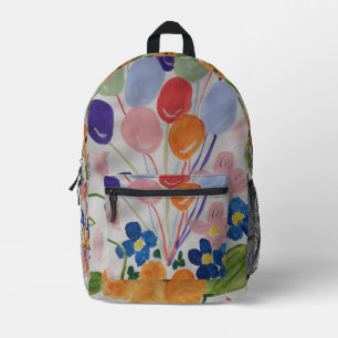 Flowers & Balloons Printed Backpack