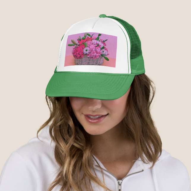Flowers basket painting trucker hat (In Situ)