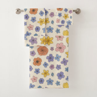 Flowers Bath Towel Set
