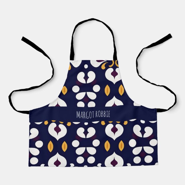 Flowers Batik Yellow Botanical Pattern Apron (Front)