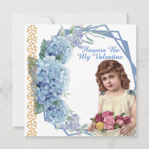 Flowers Be My Valentine Blue Flora Wreath Daughter Holiday Card