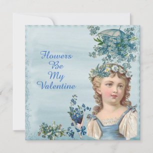 Flowers Be My Valentine Blue Flowers Dear Daughter Holiday Card