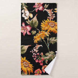 Flowers beautiful pattern seamless. Fabric texture Bath Towel