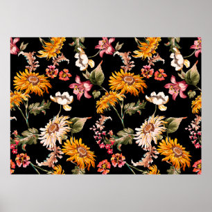Flowers beautiful pattern seamless. Fabric texture Poster