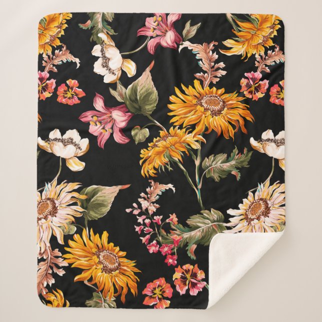 Flowers beautiful pattern seamless. Fabric texture Sherpa Blanket (Front)