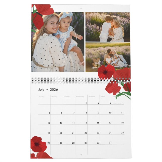 Flowers Berries & Greenery Photo Collage Calendar (Jul 2026)
