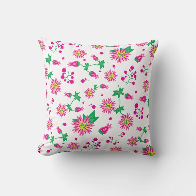 Flowers & Berries Throw Pillow (Front)