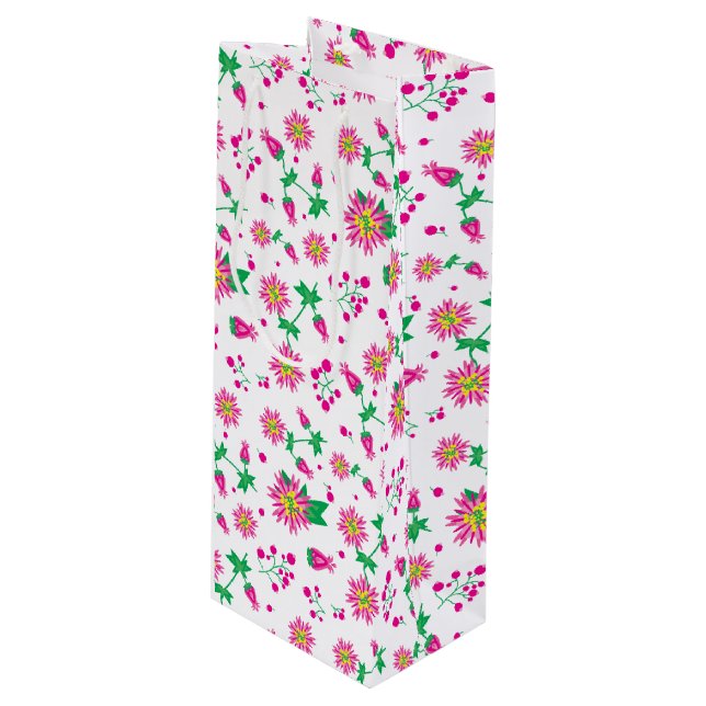 Flowers & Berries Wine Gift Bag (Front Angled)
