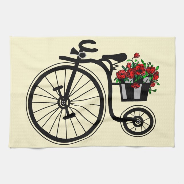 Flowers Bicycle Kitchen Towel (Horizontal)