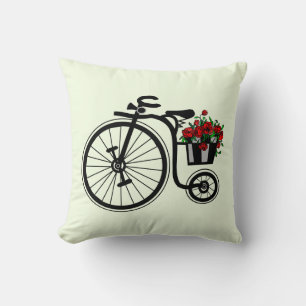 Flowers Bike Throw Pillow - Customizable