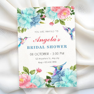 Flowers bird bridal shower invitation
