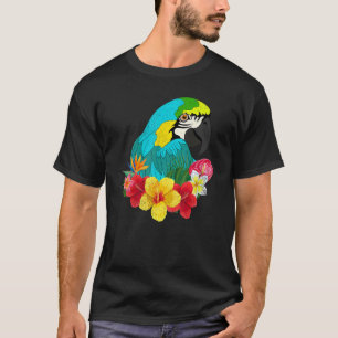 Flowers Bird   Jungle Animal Tropical Macaw Parrot T-Shirt