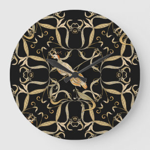 Flowers & Birds: Nouveau Style Vintage Large Clock