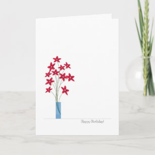 Flowers Birthday Cards, Cute Colorful Red Flowers Card