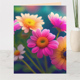 FLOWERS BIRTHDAY COLORFUL GREETING CARD