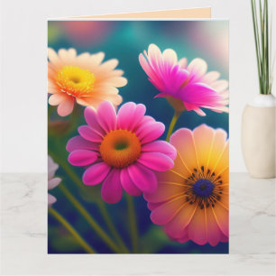 FLOWERS BIRTHDAY COLORFUL GREETING CARD