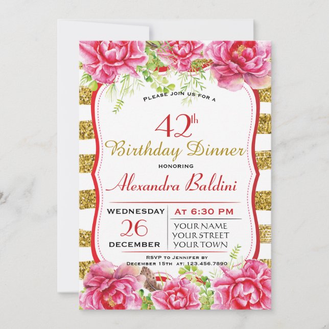 FLOWERS  BIRTHDAY PARTY INVITATION (Front)