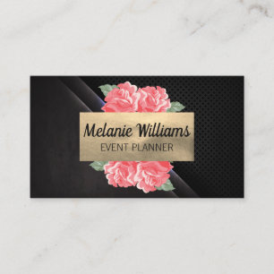Flowers Black Texture Mesh Background Business Card
