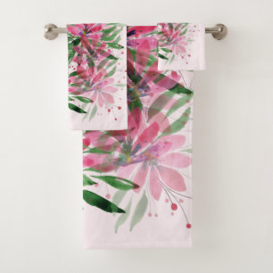 Flowers Bloom Original Art Work Watercolor Bath Towel Set