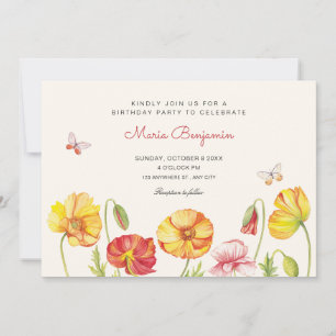 Flowers bloom spring garden  invitation