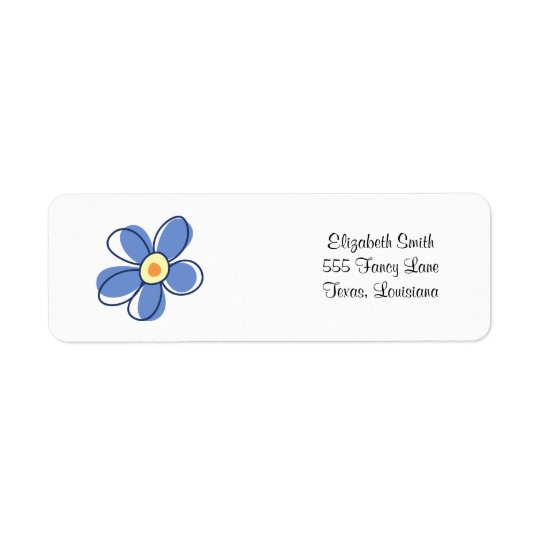 Flowers, Blossoms, Blooms, Petals - Blue Yellow Return Address Label