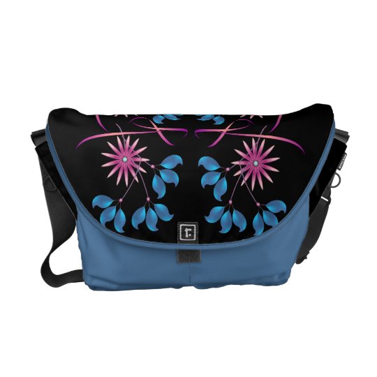 Flowers & Blue Leaves Rickshaw Messenger Bag
