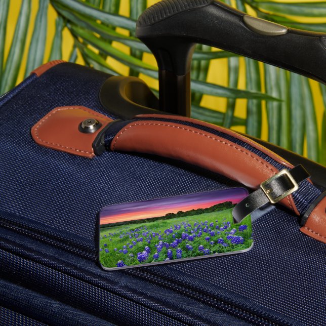 Flowers | Bluebonnets at Sunset Texas Luggage Tag (Front Insitu 3)
