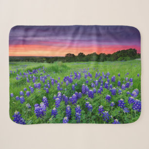 Flowers Bluebonnets at Sunset Texas Sherpa Blanket