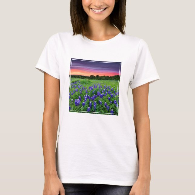 Flowers | Bluebonnets at Sunset Texas T-Shirt (Front)