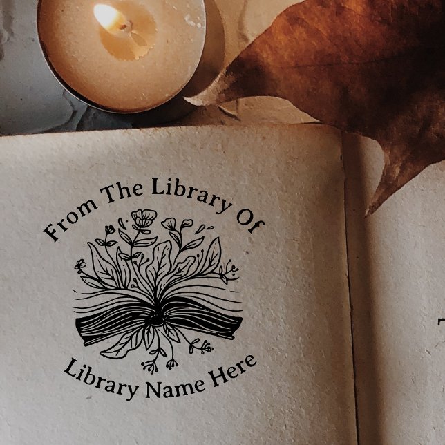 Flowers & Book from the library of book your name  Self-inking Stamp (Creator Uploaded)