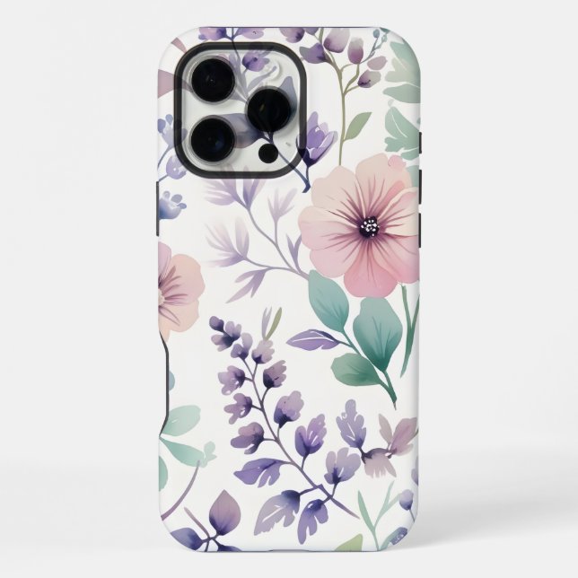 Flowers, Botanical Pattern, Pastel Colour iPhone Case (Back)
