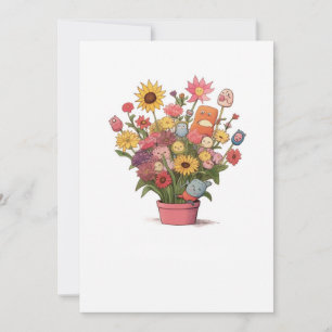 Flowers, bouquet, flower pot invitation