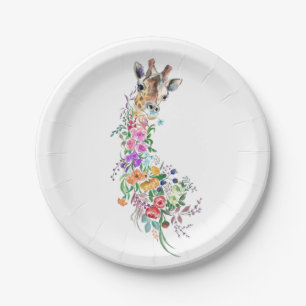 Flowers Bouquet Giraffe Paper Plates