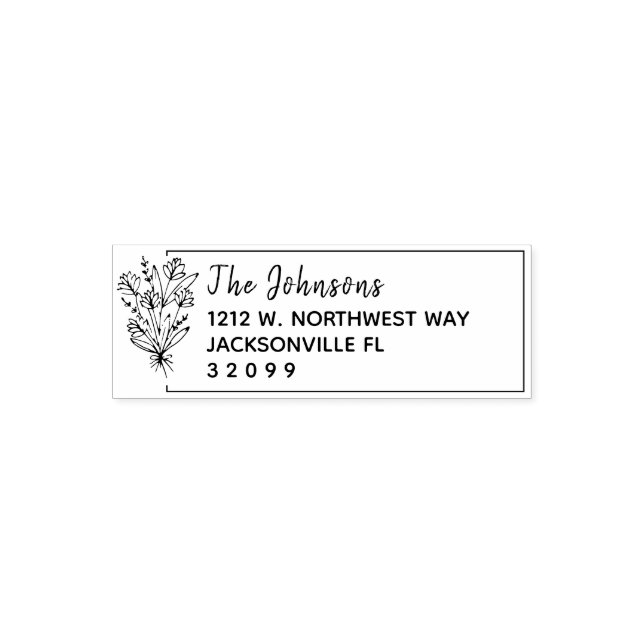 Flowers Bouquet Illustration Return Address Self-inking Stamp (Design)