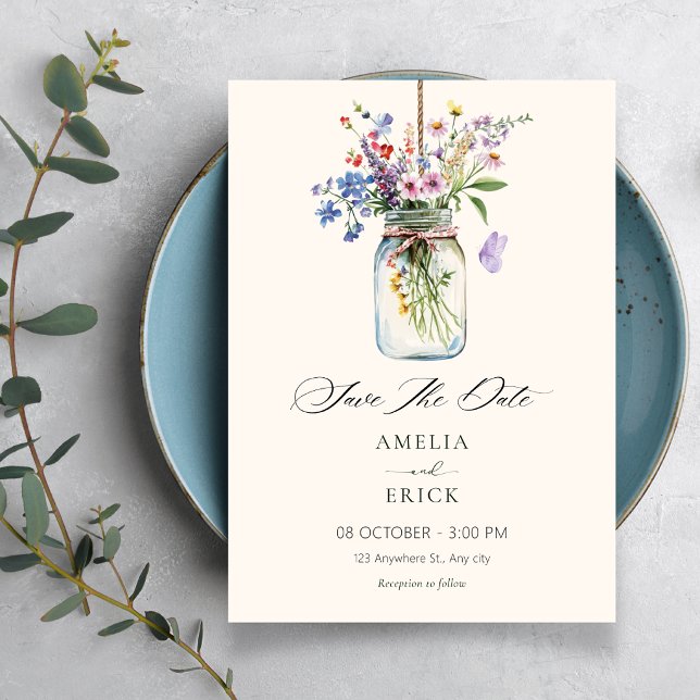 Flowers bouquet minimalist wedding invitation (Creator Uploaded)