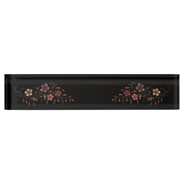 Flowers Bouquet On Black Nameplate (Front)