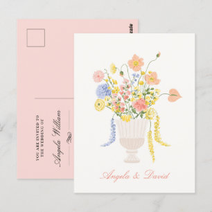Flowers bouquet wedding postcard