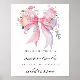 flowers bow - Help the Busy Mom-to-Be Addressee Poster