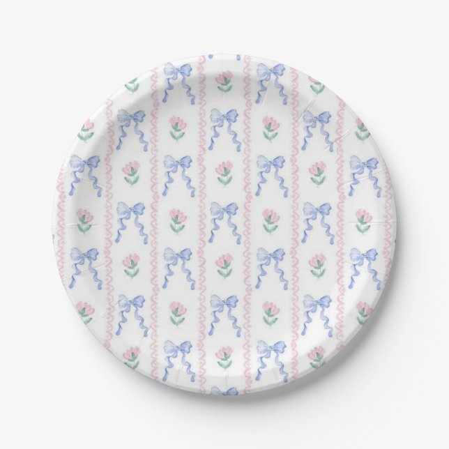 Flowers & bows  paper plate (Front)