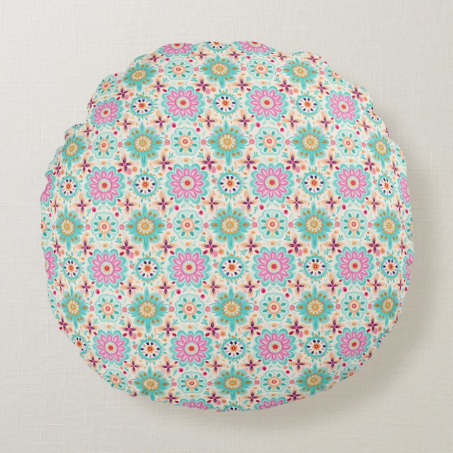 Flowers Bring Colour To Your World Round Pillow (Front)