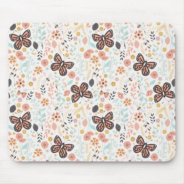 Flowers Butterflies And Bees Mouse Pad (Front)